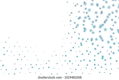 Dark BLUE vector cover with beautiful snowflakes. Glitter abstract illustration with crystals of ice. The template can be used as a new year background.