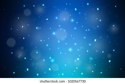 Dark BLUE vector cover with beautiful snowflakes. Shining colored illustration with snow in christmas style. The pattern can be used for year new  websites.