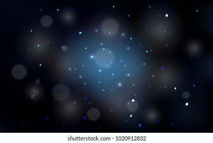 Dark BLUE vector cover with beautiful snowflakes. Shining colored illustration with snow in christmas style. New year design for your business advert.