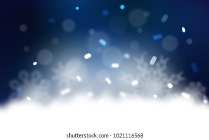 Dark BLUE vector cover with beautiful snowflakes. Shining colored illustration with snow in christmas style. New year design for your business advert.