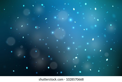 Dark BLUE vector cover with beautiful snowflakes. Blurred decorative design in xmas style with snow. The pattern can be used for year new  websites.