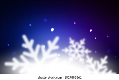 Dark BLUE vector cover with beautiful snowflakes. Glitter abstract illustration with crystals of ice. The pattern can be used for new year leaflets.