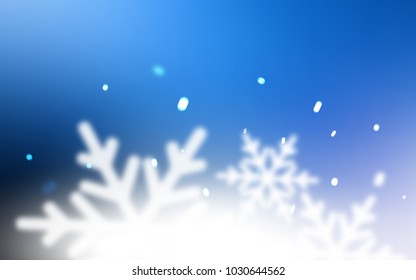 Dark BLUE vector cover with beautiful snowflakes. Modern geometrical abstract illustration with crystals of ice. The template can be used as a new year background.