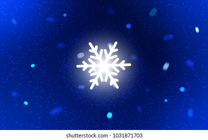 Dark BLUE vector cover with beautiful snowflakes. Snow on blurred abstract background with gradient. New year design for your business advert.