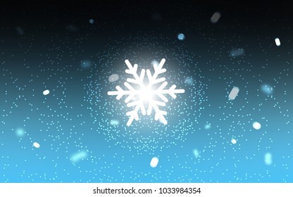 Dark BLUE vector cover with beautiful snowflakes. Decorative shining illustration with snow on abstract template. The pattern can be used for new year ad, booklets.