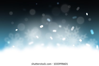 Dark BLUE vector cover with beautiful snowflakes. Snow on blurred abstract background with gradient. New year design for your ad, poster, banner.
