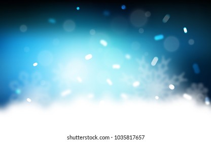 Dark BLUE vector cover with beautiful snowflakes. Decorative shining illustration with snow on abstract template. The pattern can be used for new year leaflets.