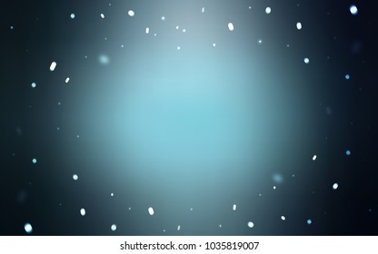 Dark BLUE vector cover with beautiful snowflakes. Shining colored illustration with snow in christmas style. New year design for your business advert.