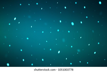 Dark BLUE vector cover with beautiful snowflakes. Snow on blurred abstract background with gradient. The pattern can be used for new year leaflets.
