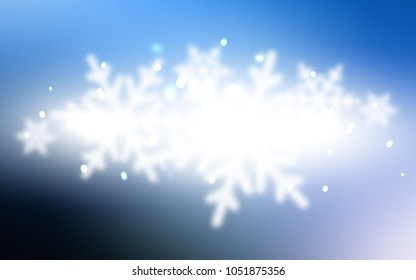 Dark BLUE vector cover with beautiful snowflakes. Shining colored illustration with snow in christmas style. The pattern can be used for new year ad, booklets.
