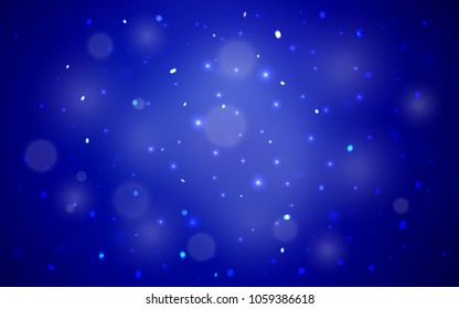 Dark BLUE vector cover with beautiful snowflakes. Blurred decorative design in xmas style with snow. The pattern can be used for year new  websites.