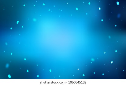 Dark BLUE vector cover with beautiful snowflakes. Snow on blurred abstract background with gradient. New year design for your business advert.