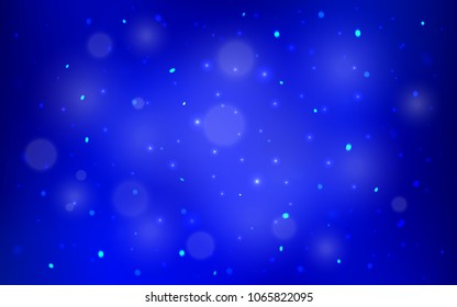 Dark BLUE vector cover with beautiful snowflakes. Shining colored illustration with snow in christmas style. New year design for your ad, poster, banner.