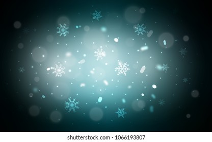 Dark BLUE vector cover with beautiful snowflakes. Modern geometrical abstract illustration with crystals of ice. The pattern can be used for new year leaflets.