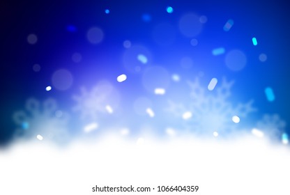 Dark BLUE vector cover with beautiful snowflakes. Glitter abstract illustration with crystals of ice. New year design for your business advert.