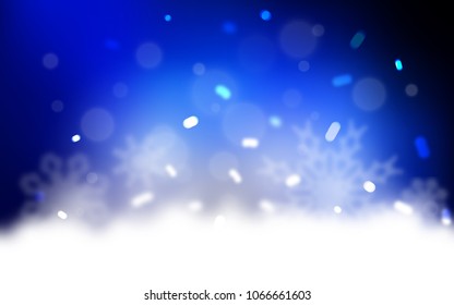 Dark BLUE vector cover with beautiful snowflakes. Blurred decorative design in xmas style with snow. The pattern can be used for new year ad, booklets.