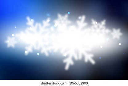 Dark BLUE vector cover with beautiful snowflakes. Modern geometrical abstract illustration with crystals of ice. The template can be used as a new year background.