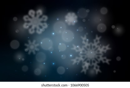 Dark BLUE vector cover with beautiful snowflakes. Modern geometrical abstract illustration with crystals of ice. The pattern can be used for new year leaflets.