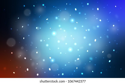 Dark BLUE vector cover with beautiful snowflakes. Decorative shining illustration with snow on abstract template. New year design for your ad, poster, banner.