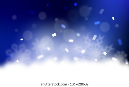 Dark BLUE vector cover with beautiful snowflakes. Shining colored illustration with snow in christmas style. The pattern can be used for year new  websites.