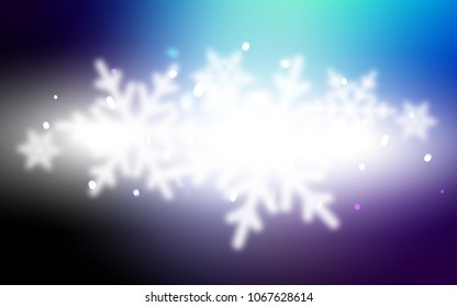 Dark BLUE vector cover with beautiful snowflakes. Shining colored illustration with snow in christmas style. The pattern can be used for new year leaflets.