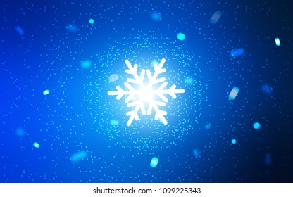 Dark BLUE vector cover with beautiful snowflakes. Glitter abstract illustration with crystals of ice. The pattern can be used for new year leaflets.