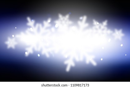 Dark BLUE vector cover with beautiful snowflakes. Glitter abstract illustration with crystals of ice. New year design for your ad, poster, banner.