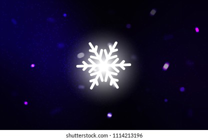 Dark BLUE vector cover with beautiful snowflakes. Snow on blurred abstract background with gradient. The pattern can be used for year new  websites.