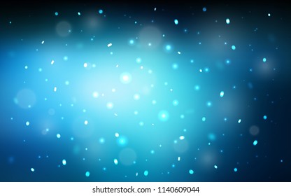 Dark BLUE vector cover with beautiful snowflakes. Shining colored illustration with snow in christmas style. New year design for your business advert.