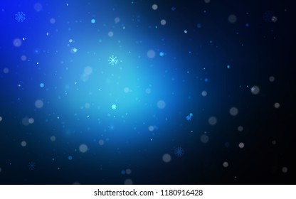 Dark BLUE vector cover with beautiful snowflakes. Modern geometrical abstract illustration with crystals of ice. The pattern can be used for new year leaflets.