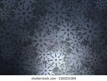 Dark BLUE vector cover with beautiful snowflakes. Glitter abstract illustration with crystals of ice. New year design for your ad, poster, banner.