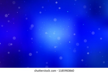 Dark BLUE vector cover with beautiful snowflakes. Blurred decorative design in xmas style with snow. The pattern can be used for year new  websites.