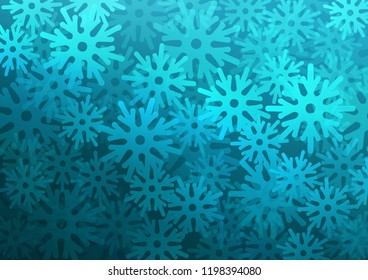 Dark BLUE vector cover with beautiful snowflakes. Glitter abstract illustration with crystals of ice. The pattern can be used for new year leaflets.