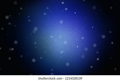 Dark BLUE vector cover with beautiful snowflakes. Snow on blurred abstract background with gradient. New year design for your ad, poster, banner.