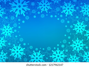 Dark BLUE vector cover with beautiful snowflakes. Modern geometrical abstract illustration with crystals of ice. The template can be used as a new year background.