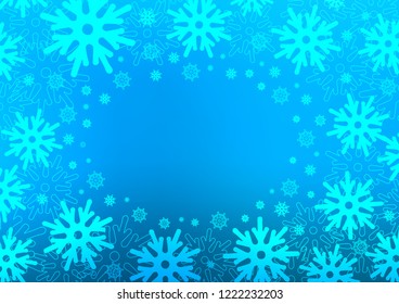 Dark BLUE vector cover with beautiful snowflakes. Shining colored illustration with snow in christmas style. The pattern can be used for year new  websites.