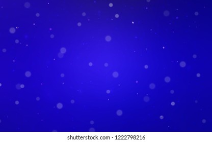 Dark BLUE vector cover with beautiful snowflakes. Blurred decorative design in xmas style with snow. The pattern can be used for year new  websites.