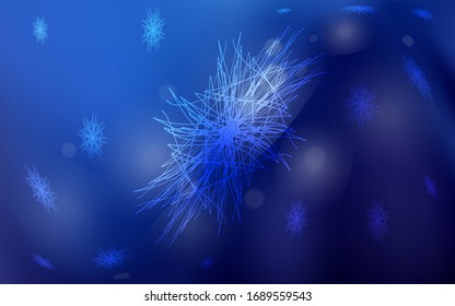 Dark BLUE vector cover with beautiful snowflakes. Modern geometrical abstract illustration with crystals of ice. The template can be used as a new year background.