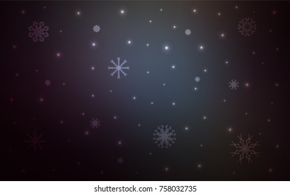 Dark BLUE vector cover with beautiful snowflakes. Glitter abstract illustration with crystals of ice. The pattern can be used for new year ad, booklets.
