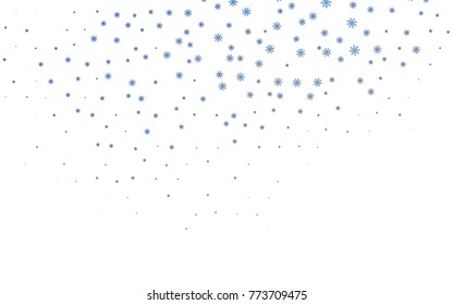 Dark BLUE vector cover with beautiful snowflakes. Decorative shining illustration with snow on abstract template. The pattern can be used for new year leaflets.