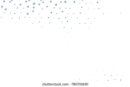 Dark BLUE vector cover with beautiful snowflakes. Blurred decorative design in xmas style with snow. The pattern can be used for year new  websites.