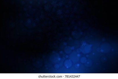 Dark BLUE vector cover with beautiful snowflakes. Glitter abstract illustration with crystals of ice. New year design for your ad, poster, banner.