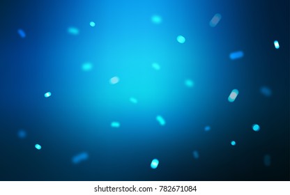 Dark BLUE vector cover with beautiful snowflakes. Snow on blurred abstract background with gradient. The pattern can be used for new year ad, booklets.