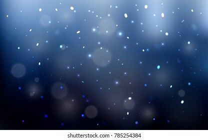 Dark BLUE vector cover with beautiful snowflakes. Blurred decorative design in xmas style with snow. The template can be used as a new year background.