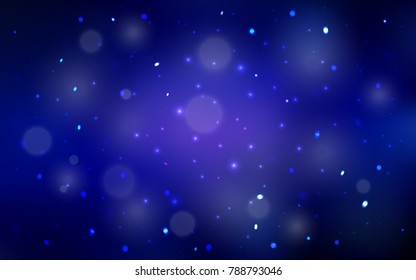 Dark BLUE vector cover with beautiful snowflakes. Snow on blurred abstract background with gradient. New year design for your ad, poster, banner.