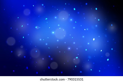 Dark BLUE vector cover with beautiful snowflakes. Snow on blurred abstract background with gradient. The template can be used as a new year background.