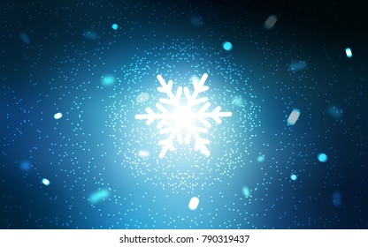 Dark BLUE vector cover with beautiful snowflakes. Modern geometrical abstract illustration with crystals of ice. The pattern can be used for new year leaflets.