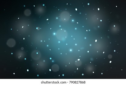Dark BLUE vector cover with beautiful snowflakes. Modern geometrical abstract illustration with crystals of ice. The pattern can be used for new year ad, booklets.