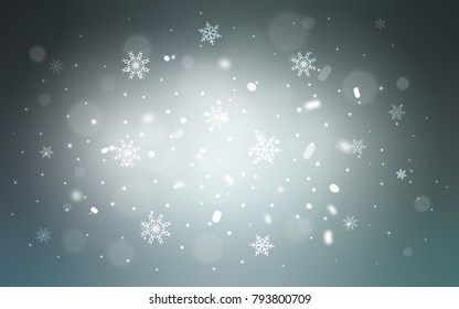 Dark BLUE vector cover with beautiful snowflakes. Glitter abstract illustration with crystals of ice. New year design for your ad, poster, banner.