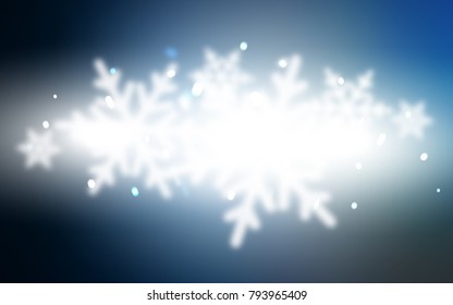 Dark BLUE vector cover with beautiful snowflakes. Glitter abstract illustration with crystals of ice. New year design for your business advert.